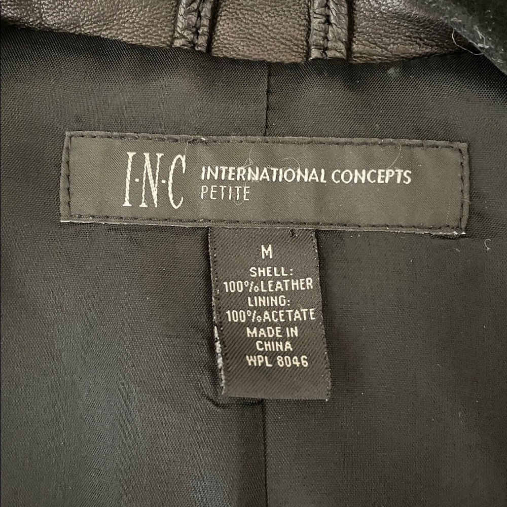 INC International Concepts Black Lamb Leather Jacket 3/4 Length Sleeves M - Picture 11 of 12